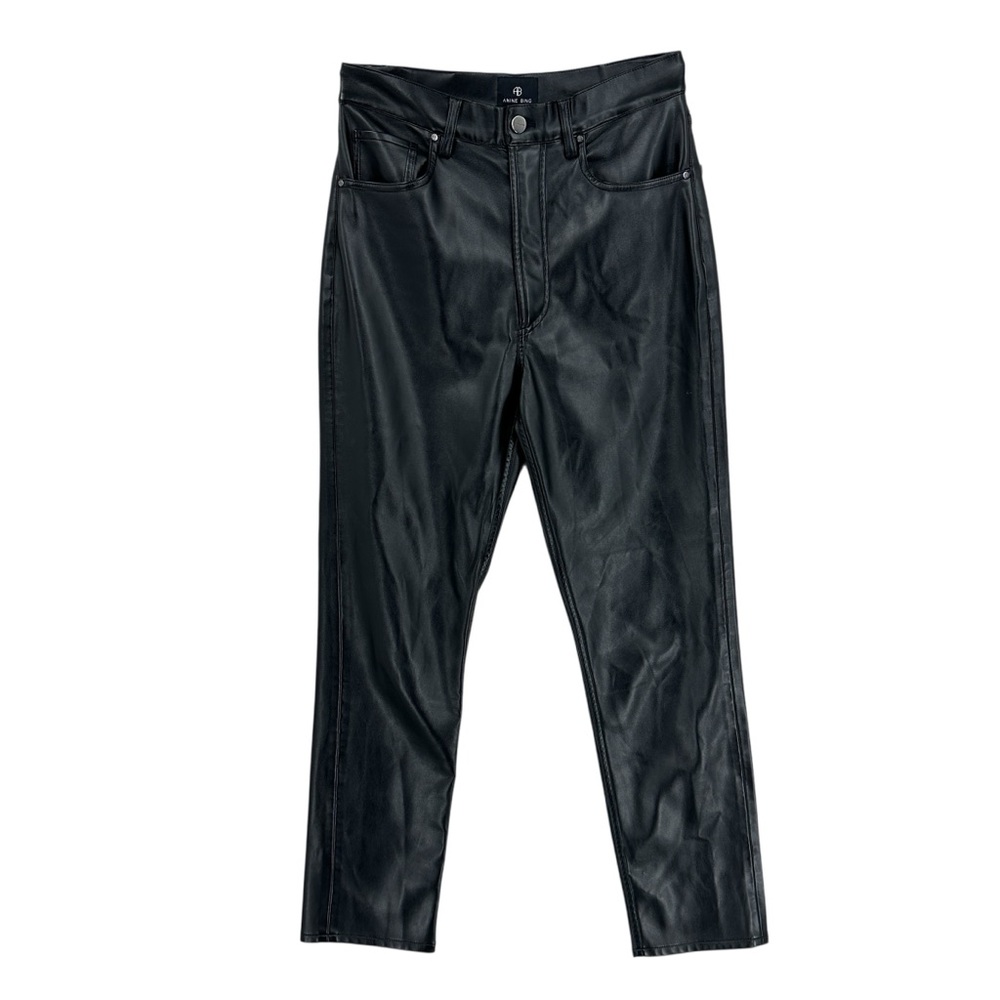 ANINE BING Faux Vegan Leather Pants Black